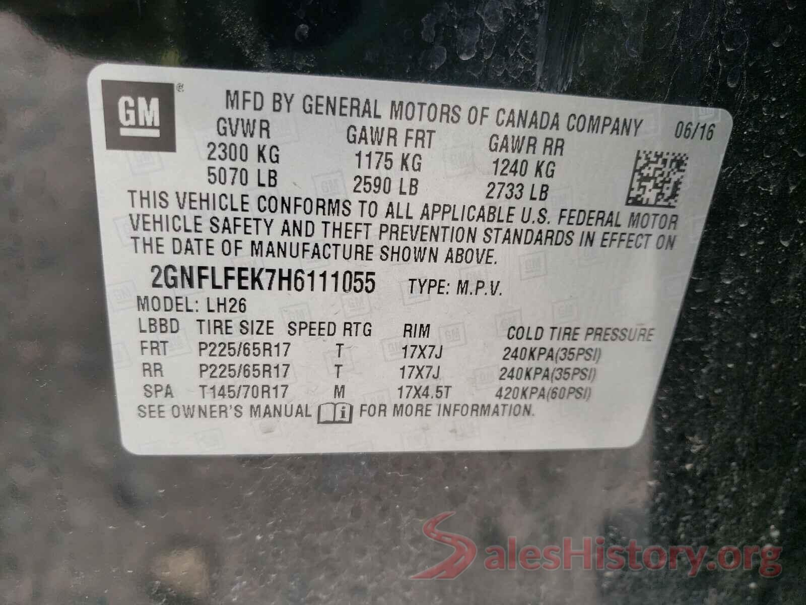 2GNFLFEK7H6111055 2017 CHEVROLET EQUINOX