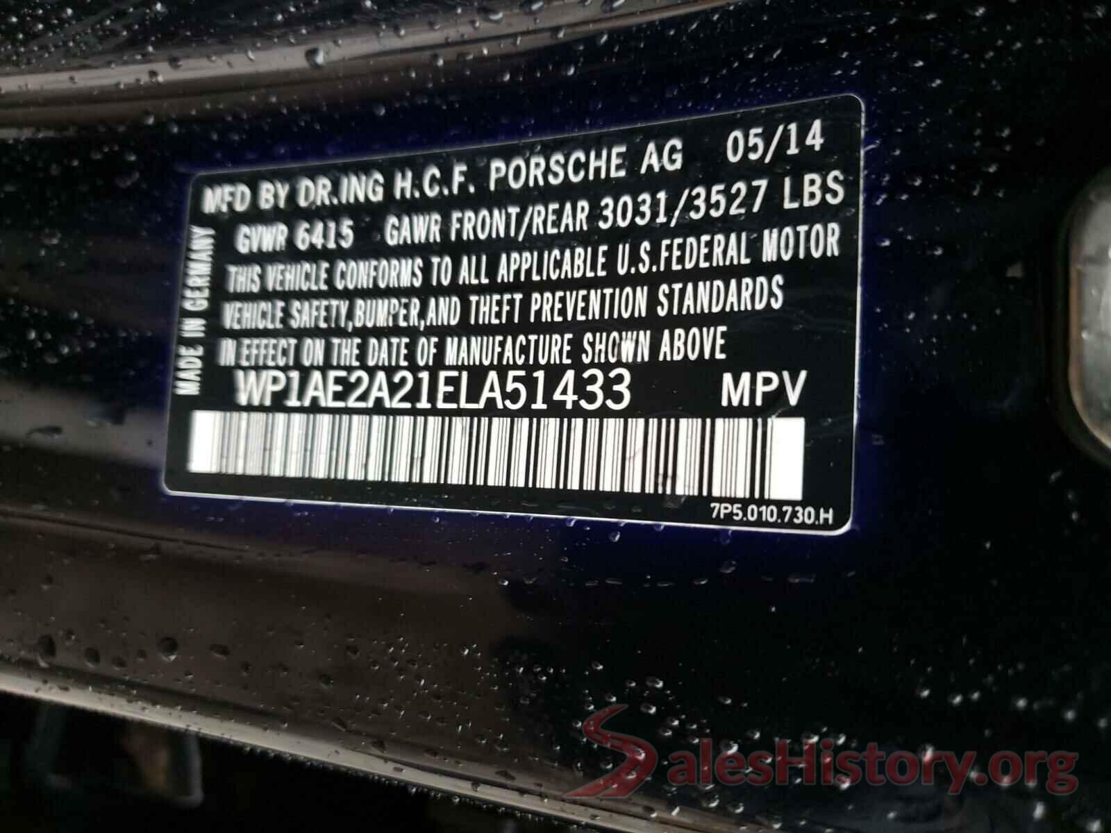 WP1AE2A21ELA51433 2014 PORSCHE CAYENNE