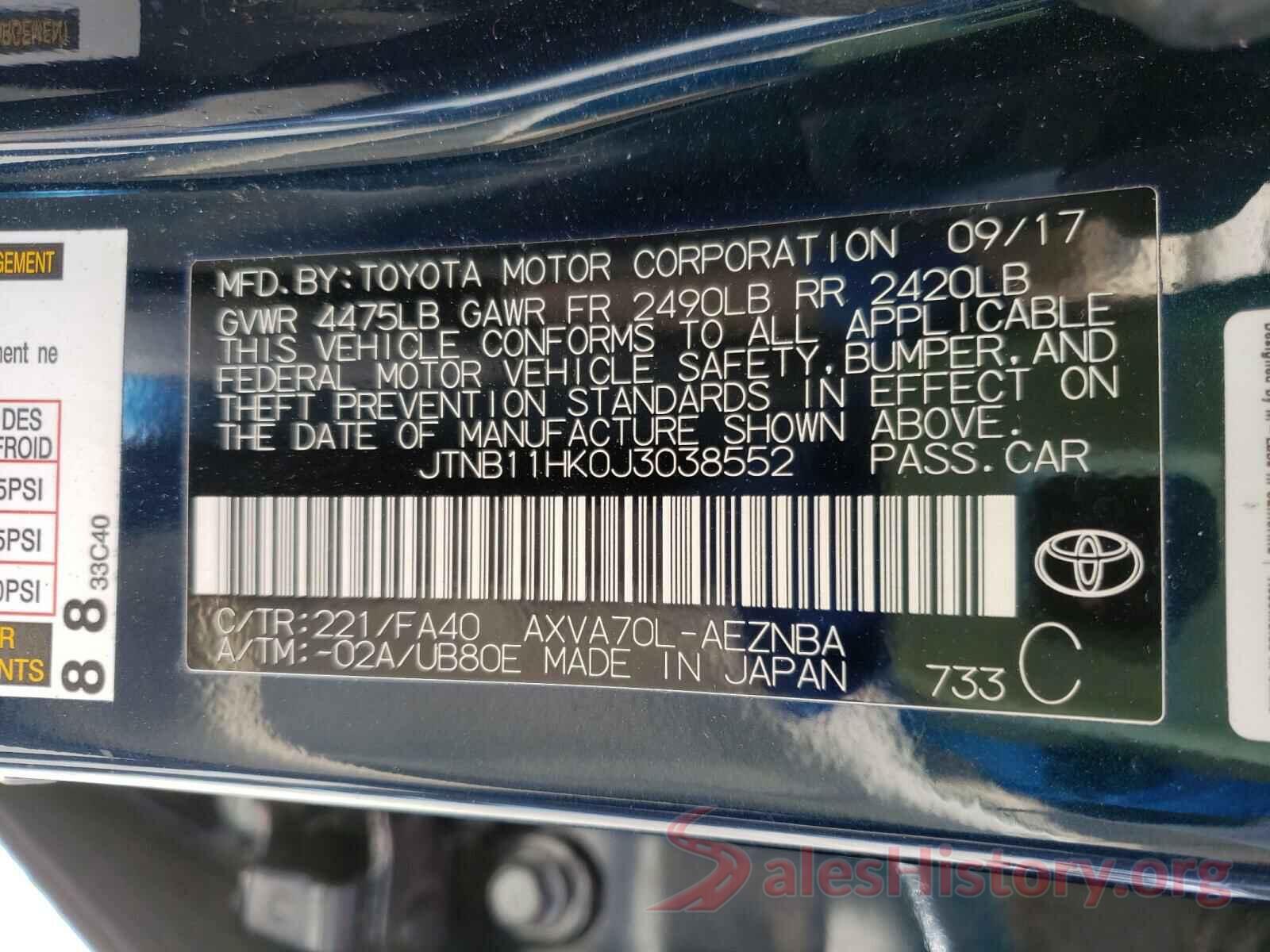 JTNB11HK0J3038552 2018 TOYOTA CAMRY