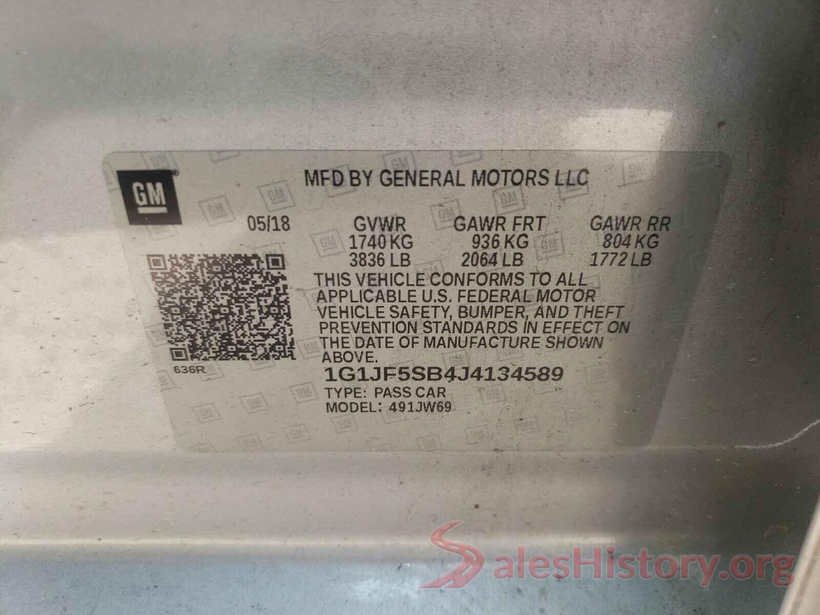 1G1JF5SB4J4134589 2018 CHEVROLET SONIC