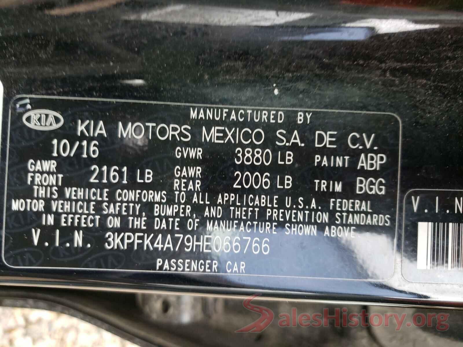 3KPFK4A79HE066766 2017 KIA FORTE