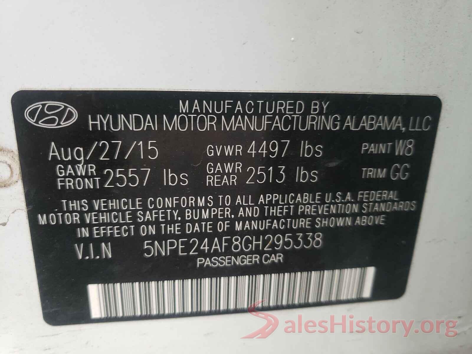 5NPE24AF8GH295338 2016 HYUNDAI SONATA