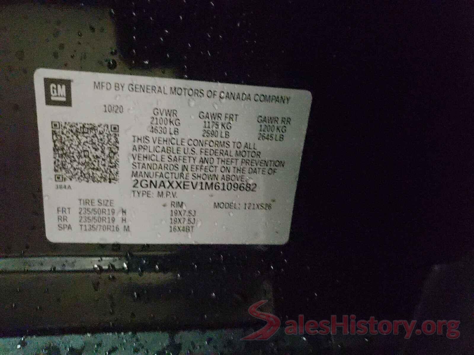 2GNAXXEV1M6109682 2021 CHEVROLET EQUINOX