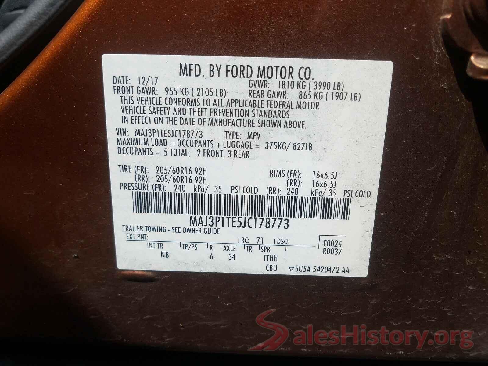 MAJ3P1TE5JC178773 2018 FORD ALL OTHER