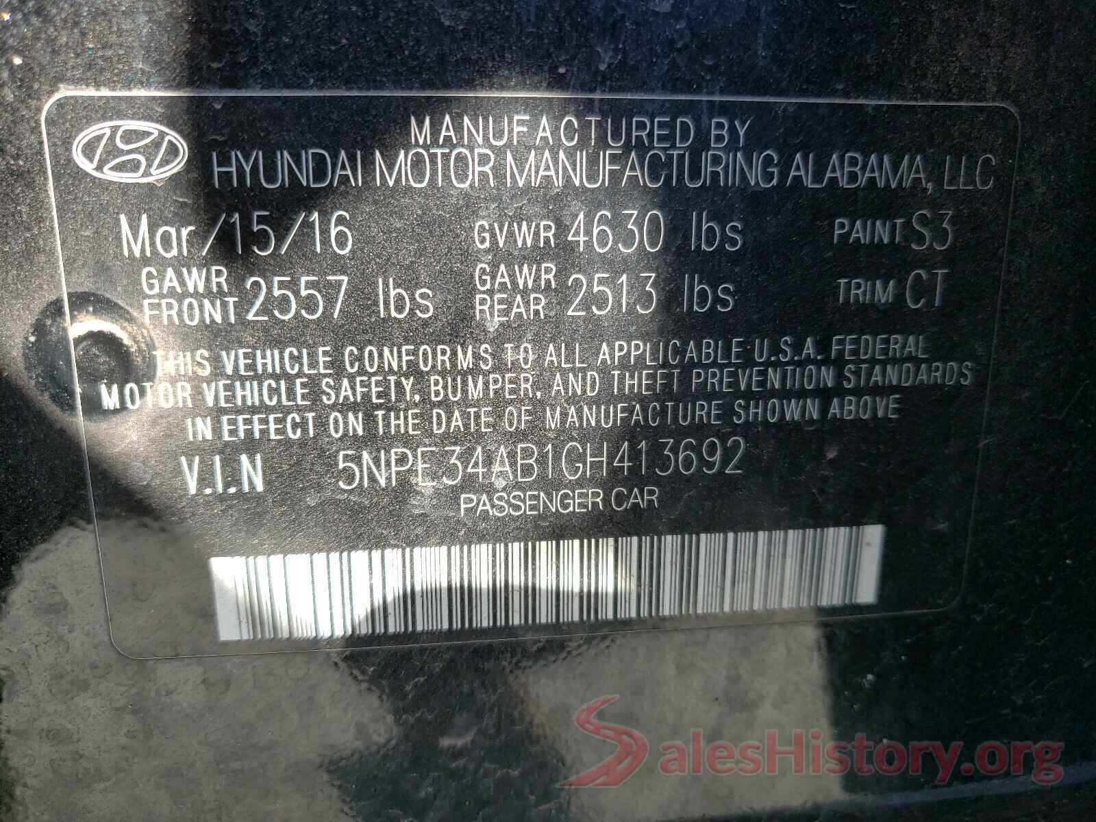 5NPE34AB1GH413692 2016 HYUNDAI SONATA