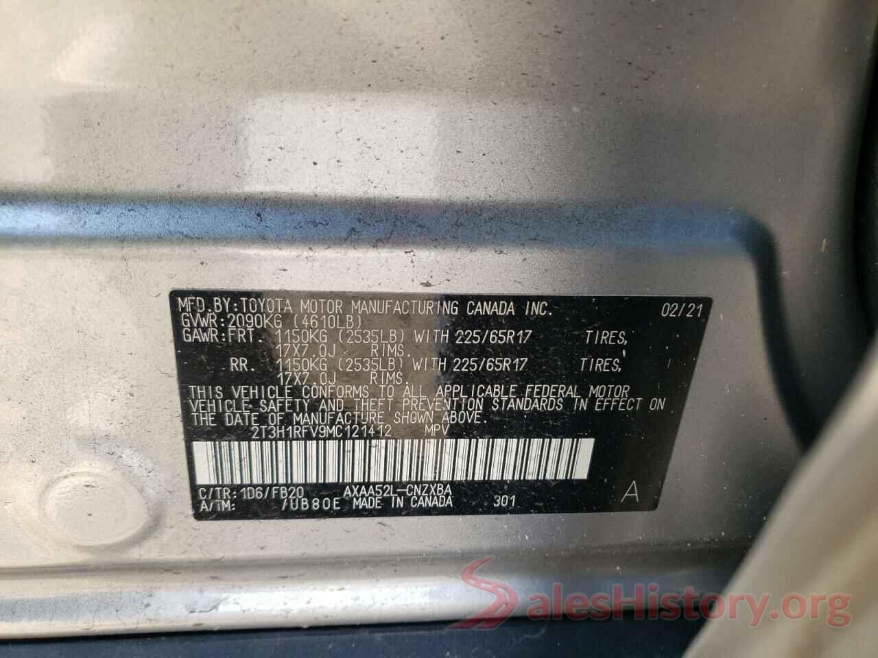 2T3H1RFV9MC121412 2021 TOYOTA RAV4