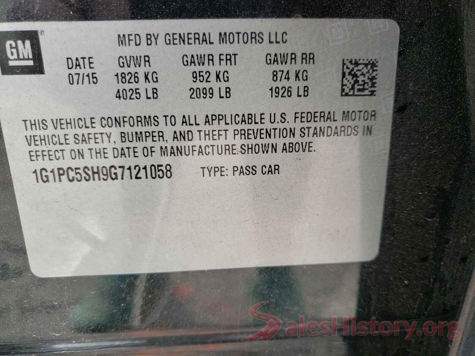 1G1PC5SH9G7121058 2016 CHEVROLET CRUZE