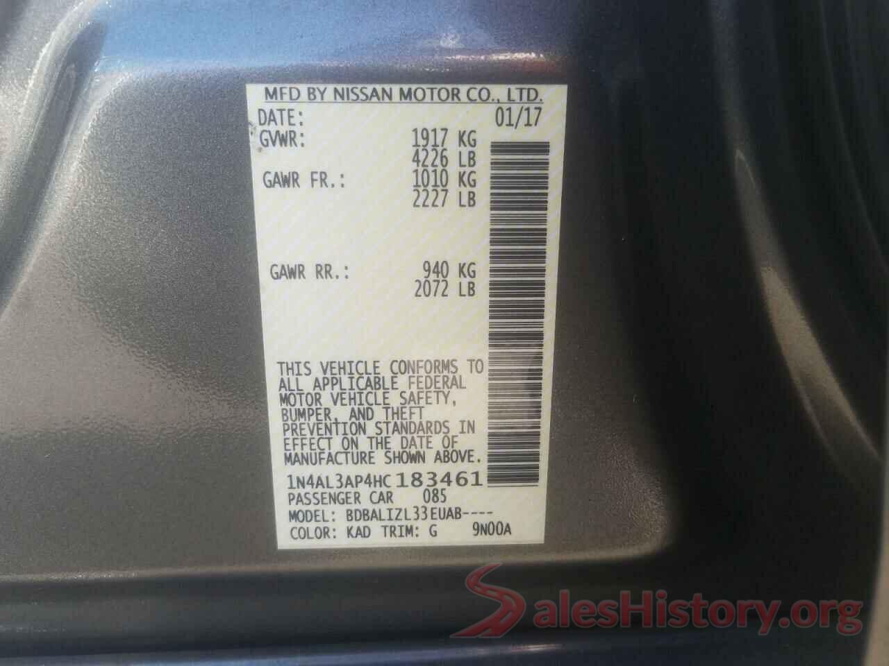 1N4AL3AP4HC183461 2017 NISSAN ALTIMA