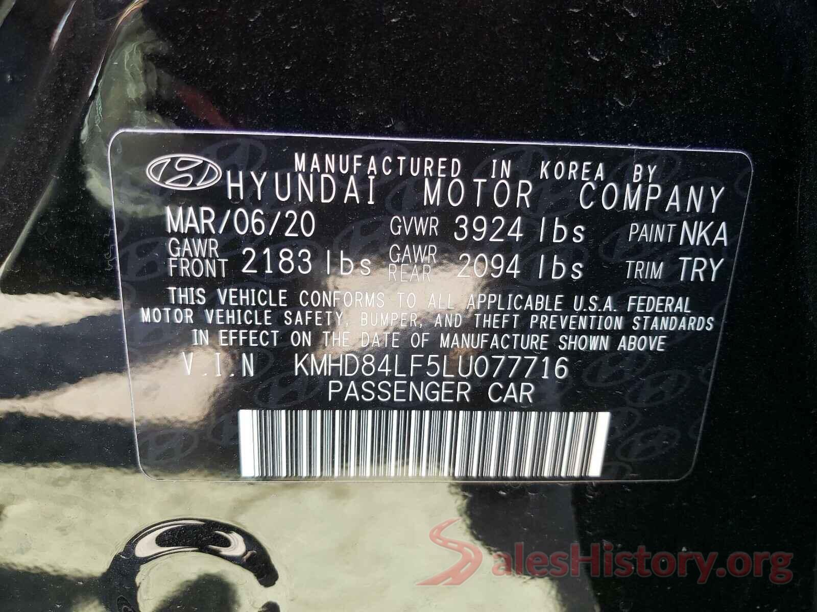 KMHD84LF5LU077716 2020 HYUNDAI ELANTRA