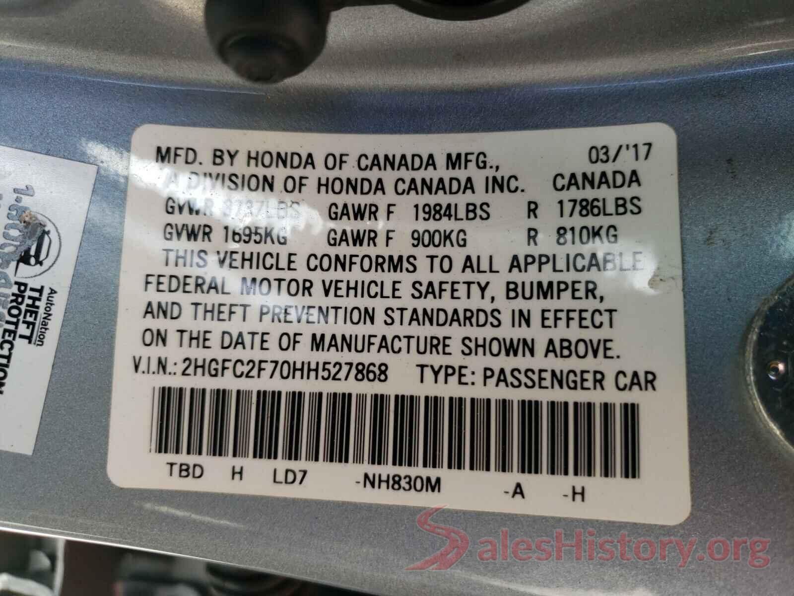 2HGFC2F70HH527868 2017 HONDA CIVIC