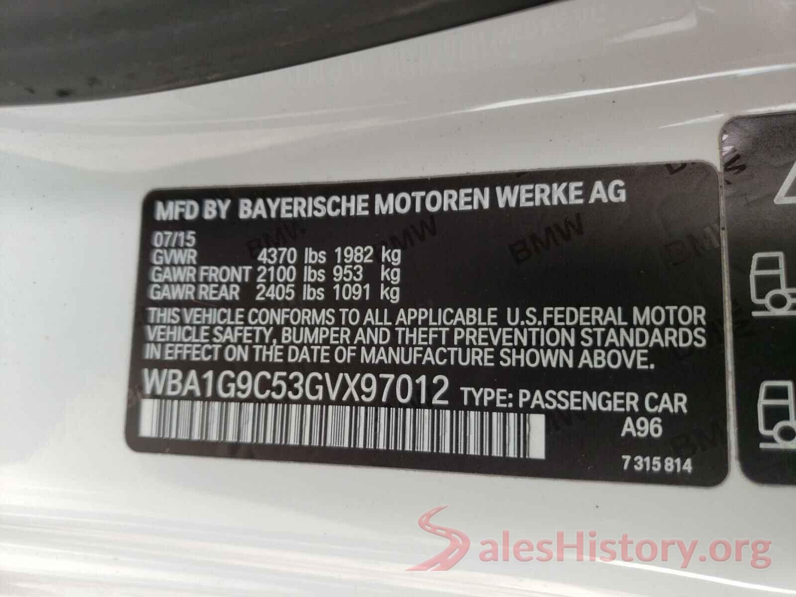 WBA1G9C53GVX97012 2016 BMW 2 SERIES