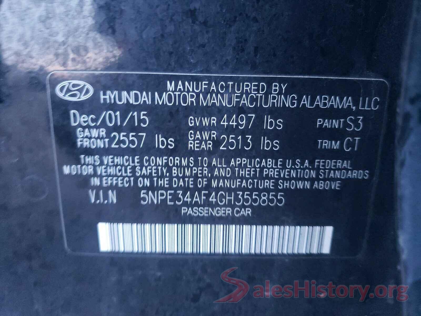 5NPE34AF4GH355855 2016 HYUNDAI SONATA