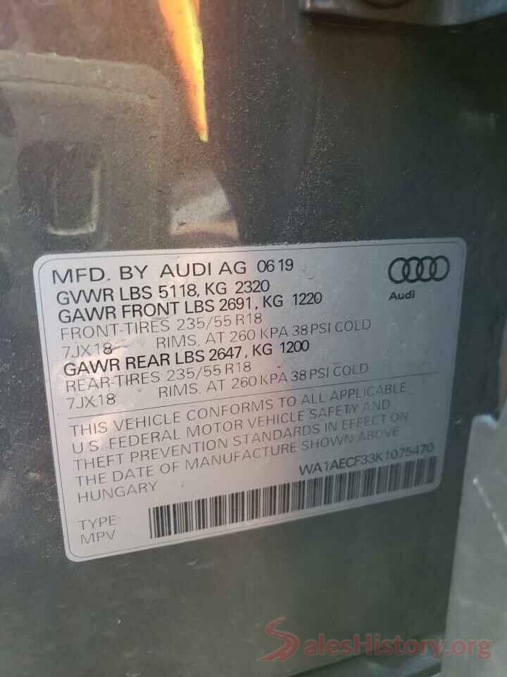 WA1AECF33K1075470 2019 AUDI Q3