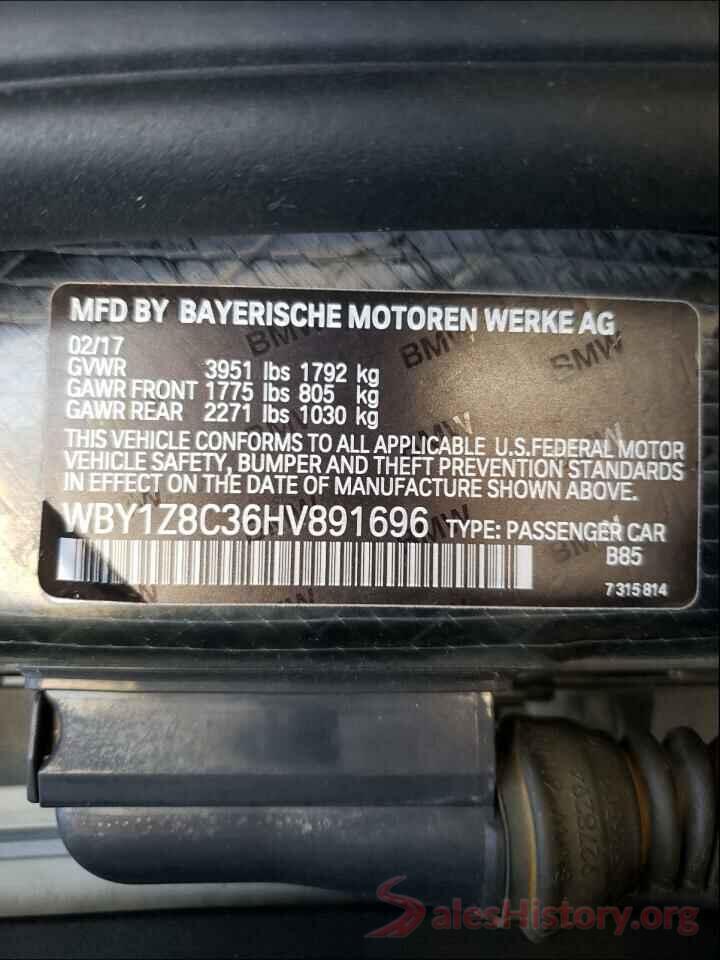 WBY1Z8C36HV891696 2017 BMW I SERIES