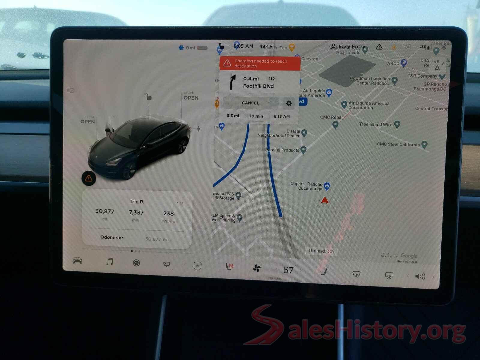 5YJ3E1EAXKF361908 2019 TESLA MODEL 3