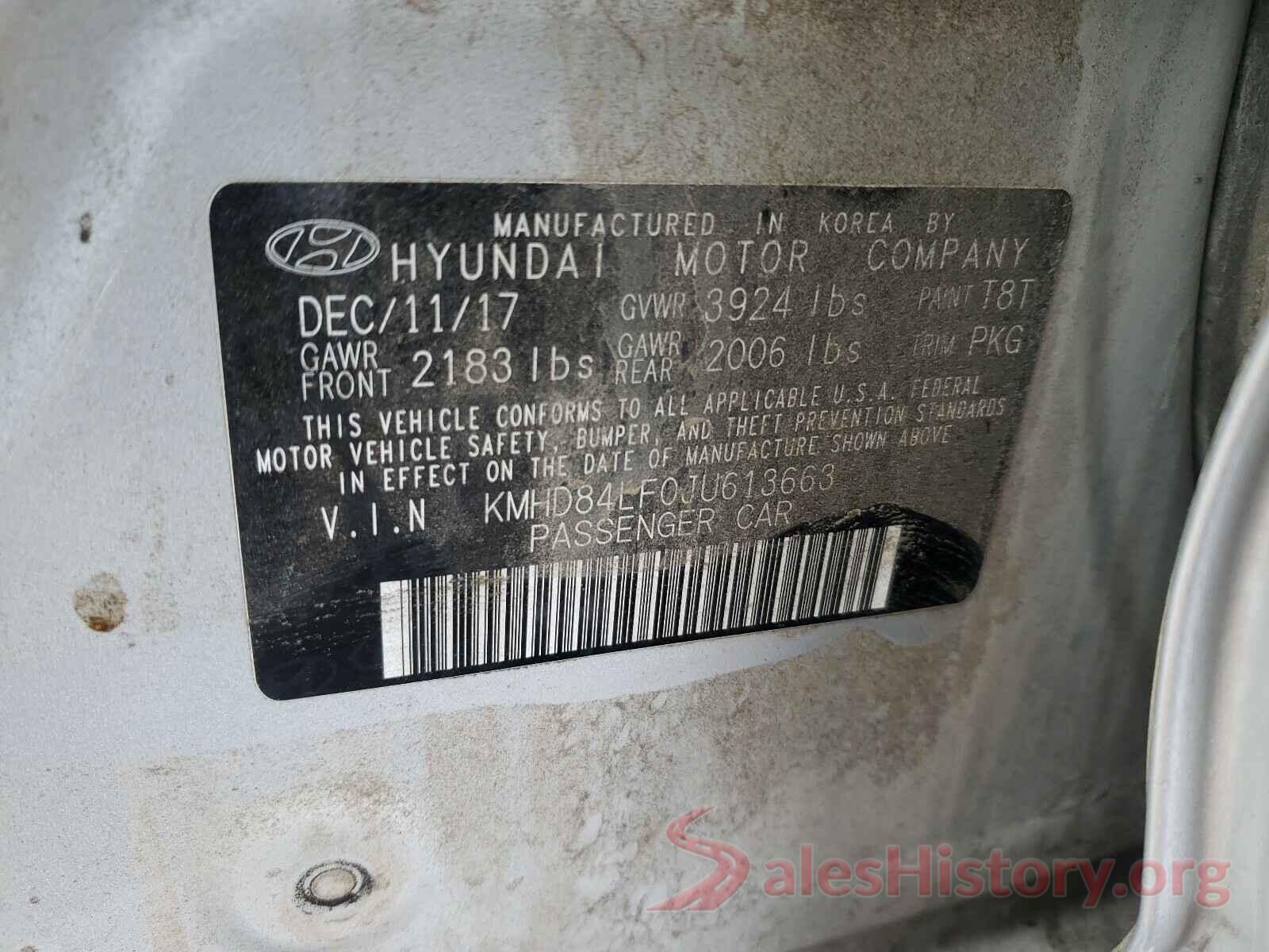 KMHD84LF0JU613663 2018 HYUNDAI ELANTRA