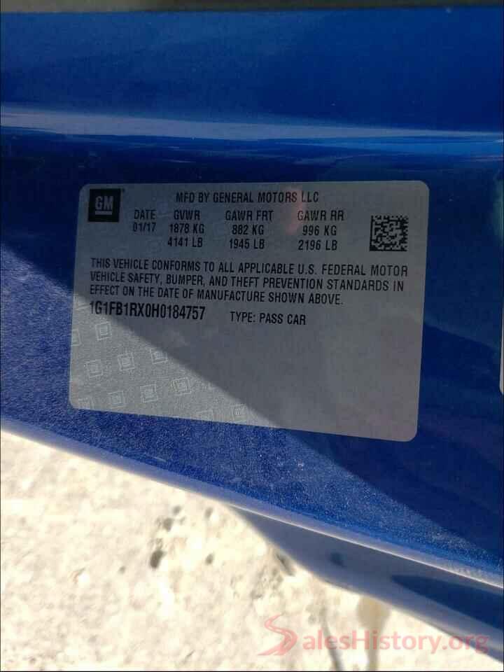 1G1FB1RX0H0184757 2017 CHEVROLET CAMARO