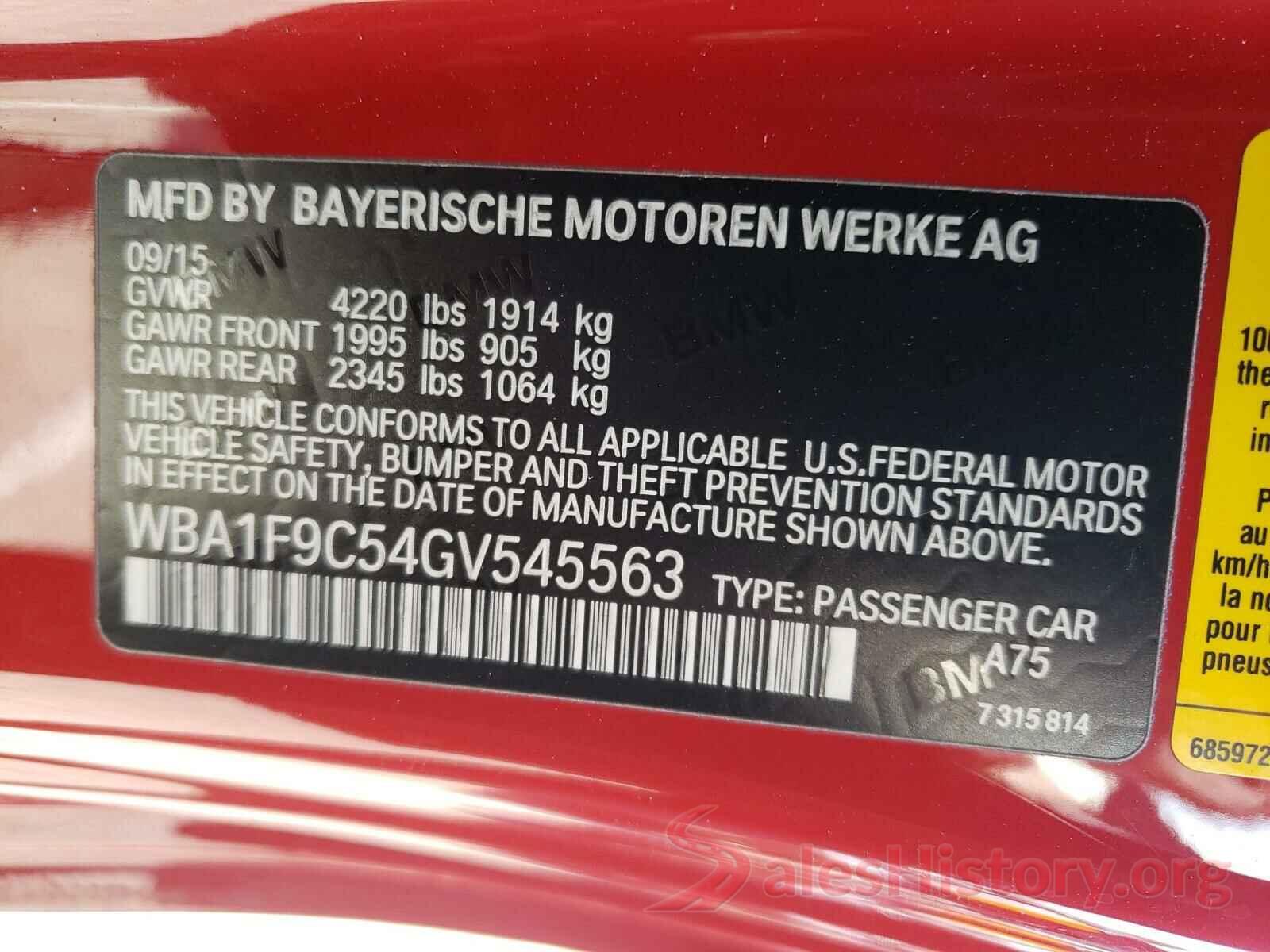 WBA1F9C54GV545563 2016 BMW 2 SERIES