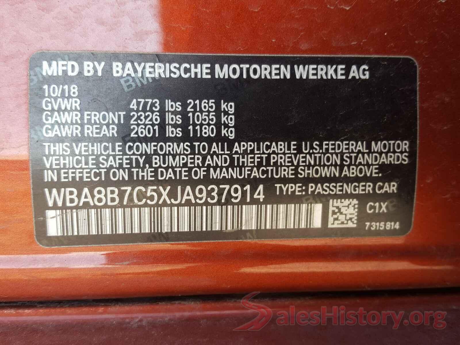 WBA8B7C5XJA937914 2018 BMW 3 SERIES