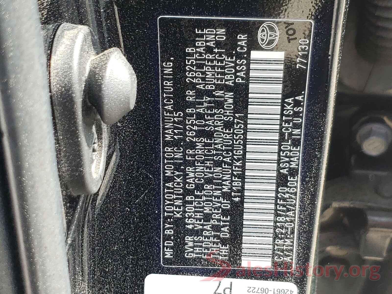 4T1BF1FK1GU550571 2016 TOYOTA CAMRY