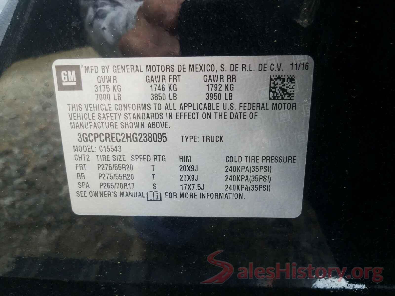 3GCPCREC2HG238095 2017 CHEVROLET SILVERADO