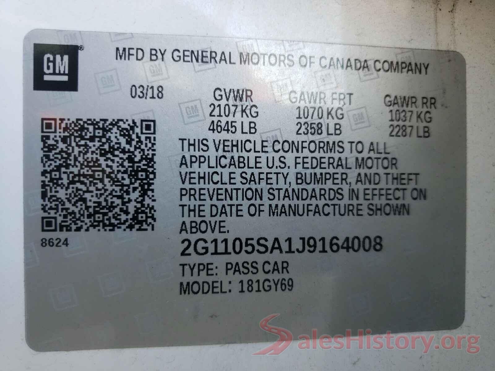 2G1105SA1J9164008 2018 CHEVROLET IMPALA