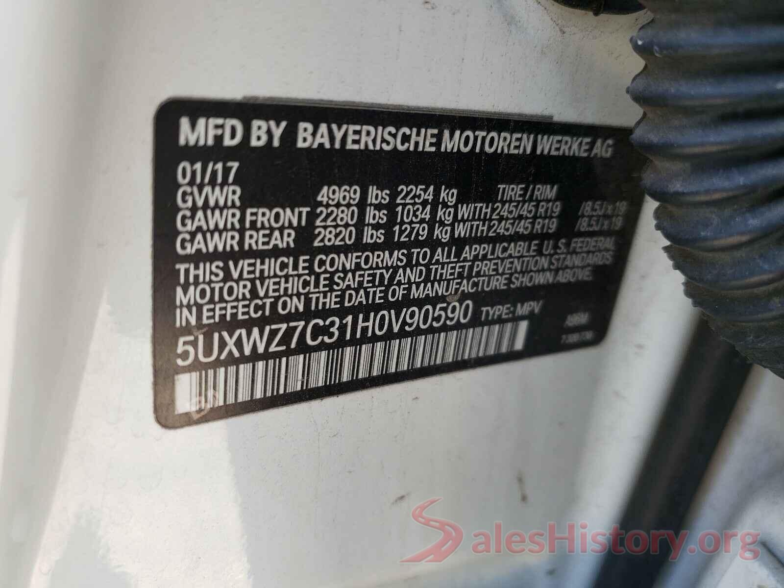 5UXWZ7C31H0V90590 2017 BMW X3