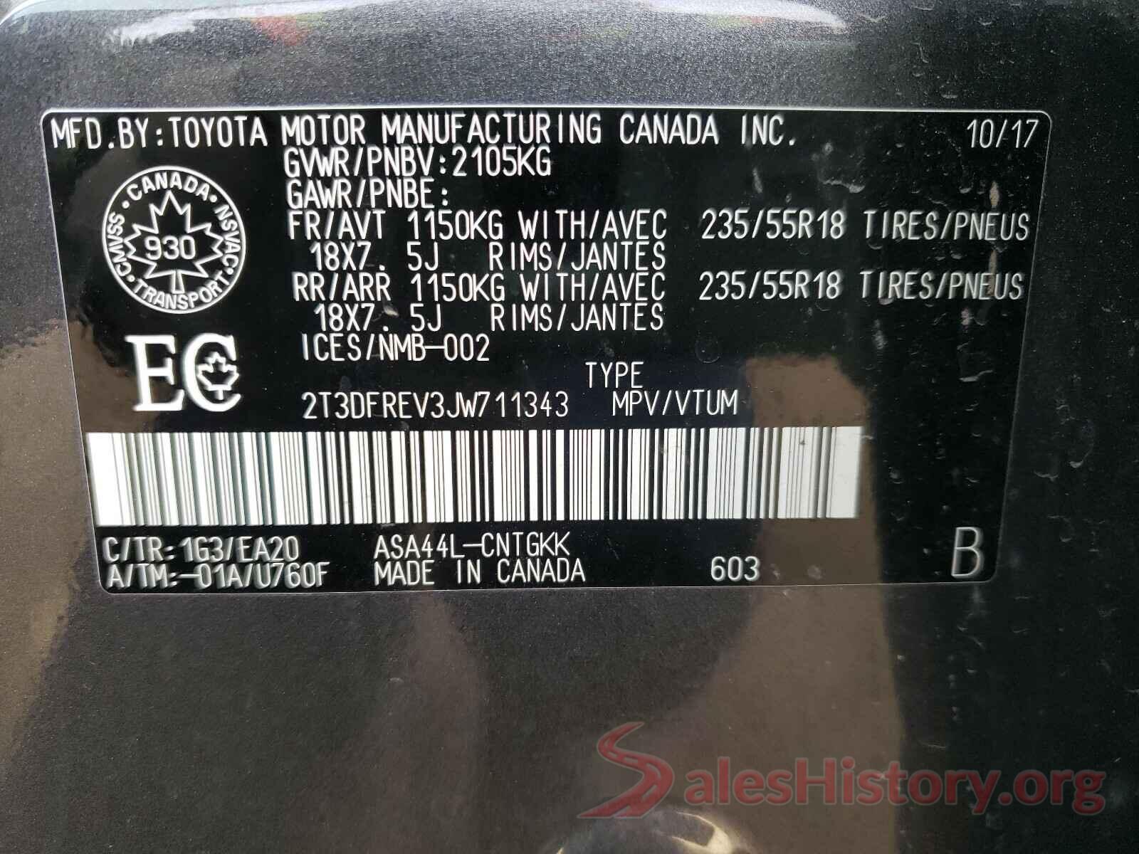 2T3DFREV3JW711343 2018 TOYOTA RAV4