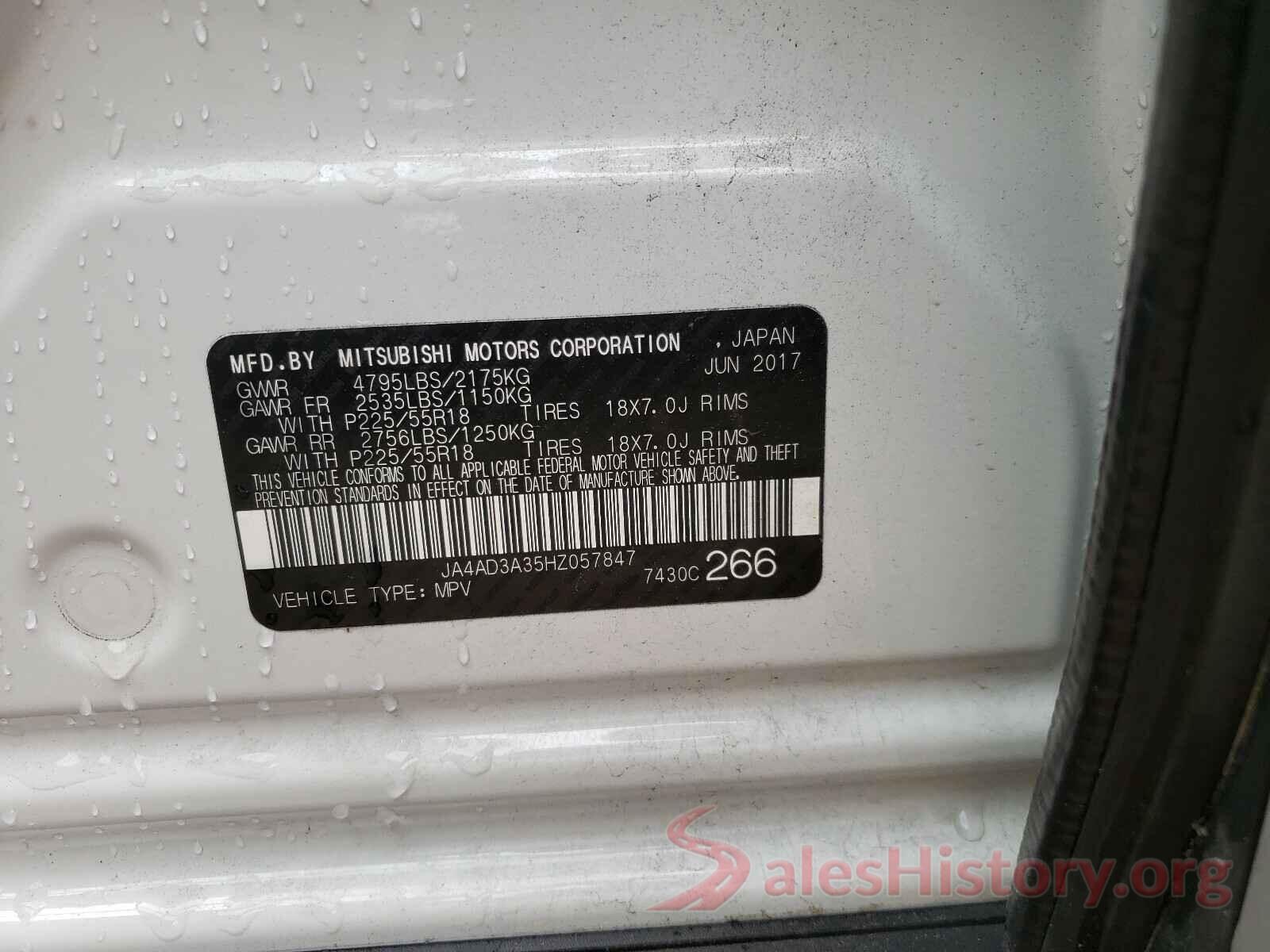 JA4AD3A35HZ057847 2017 MITSUBISHI OUTLANDER