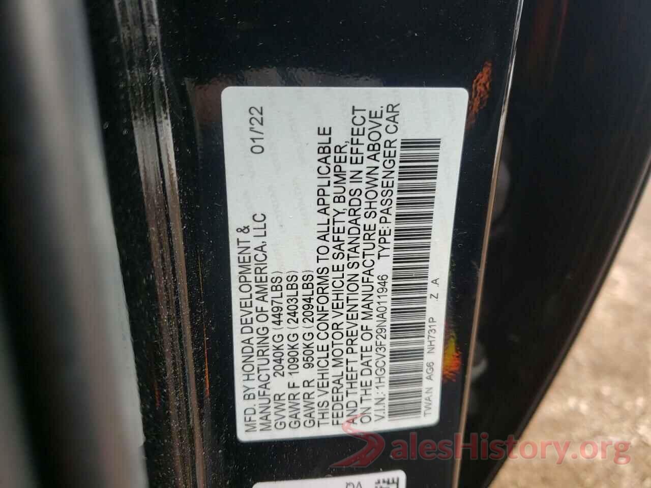 1HGCV3F29NA011946 2022 HONDA ACCORD