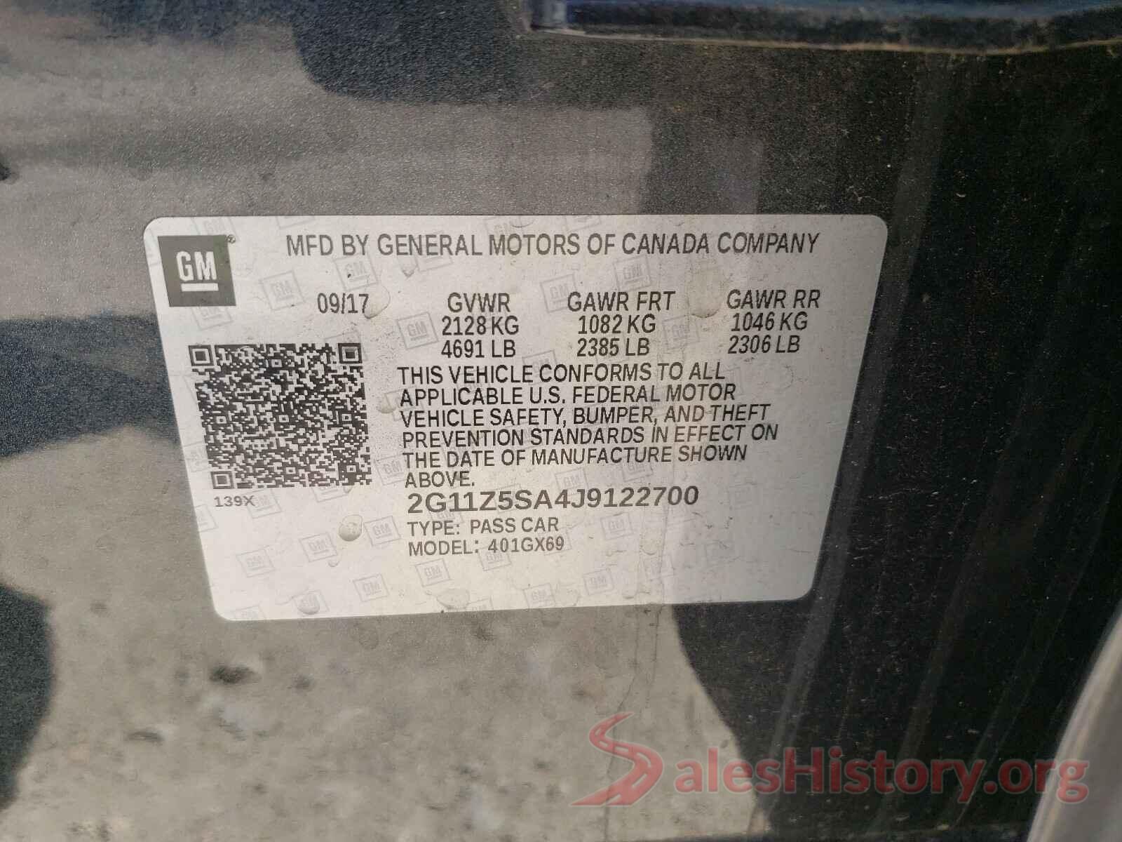 2G11Z5SA4J9122700 2018 CHEVROLET IMPALA