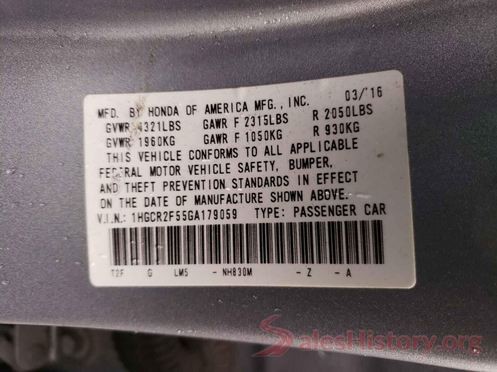 1HGCR2F55GA179059 2016 HONDA ACCORD