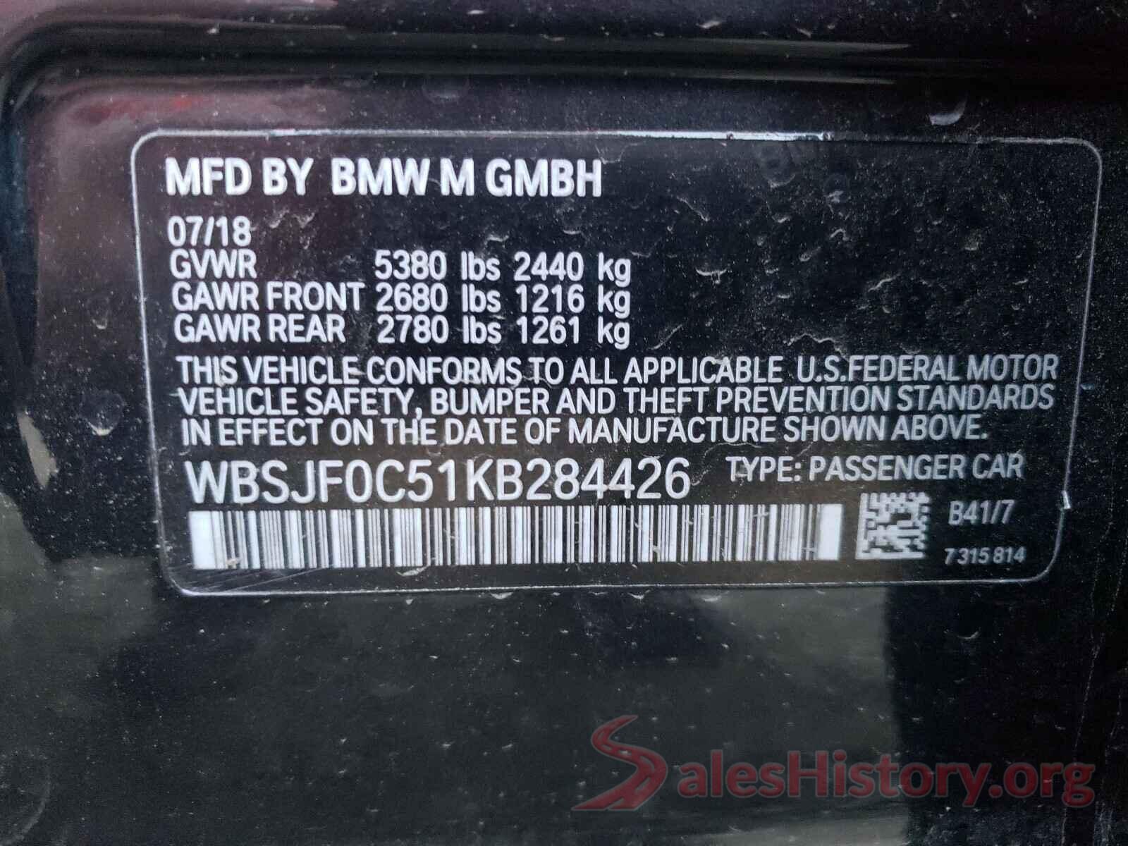 WBSJF0C51KB284426 2019 BMW M5