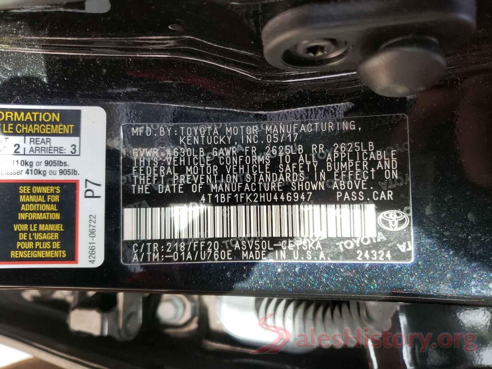 4T1BF1FK2HU446947 2017 TOYOTA CAMRY