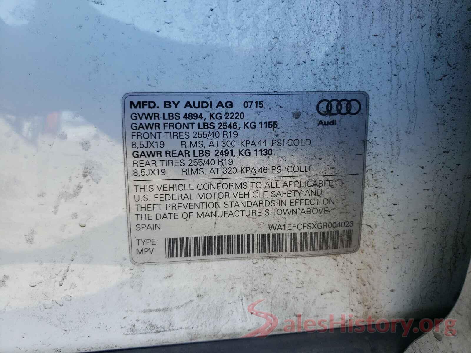 WA1EFCFSXGR004023 2016 AUDI Q3