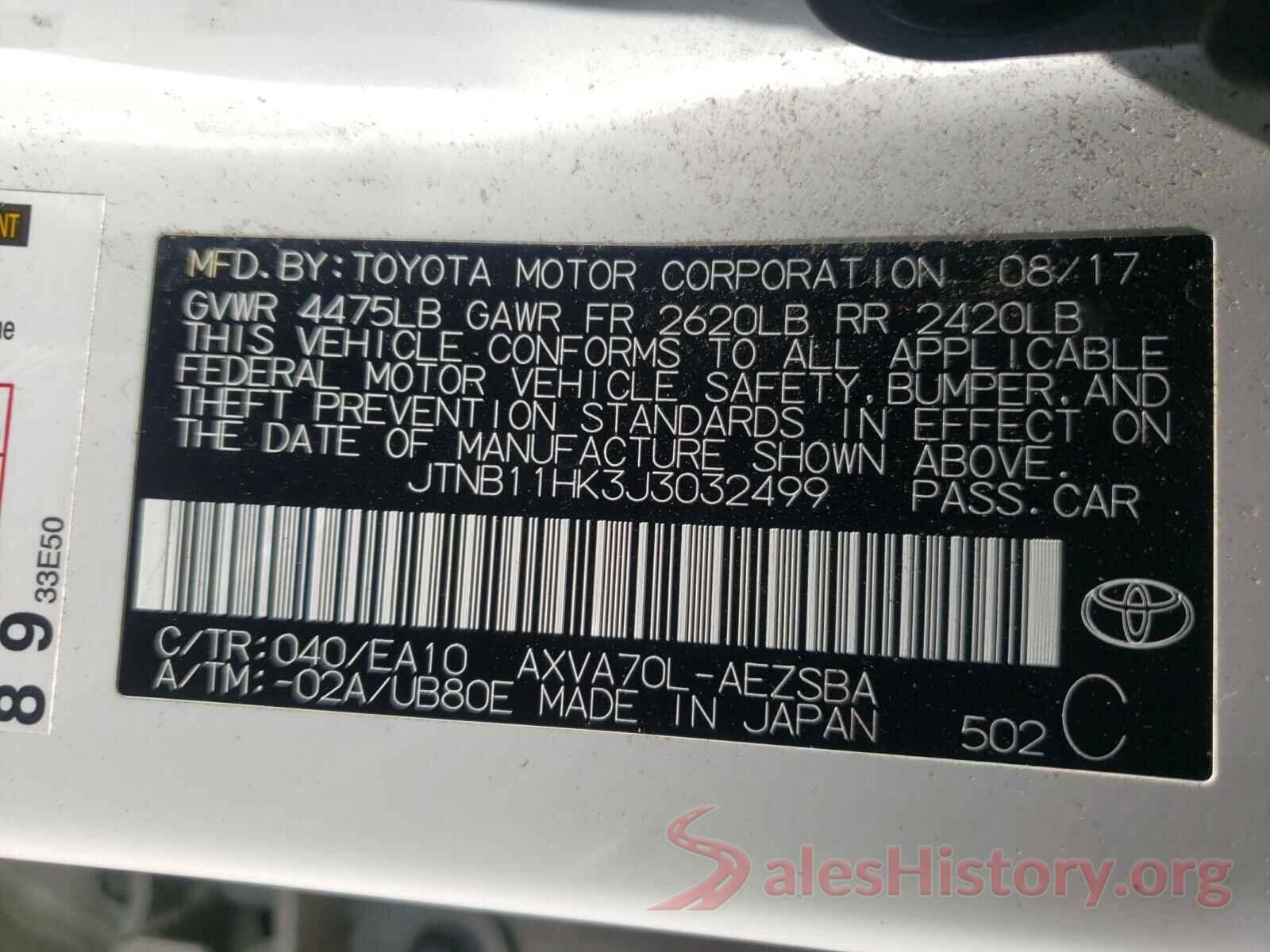 JTNB11HK3J3032499 2018 TOYOTA CAMRY