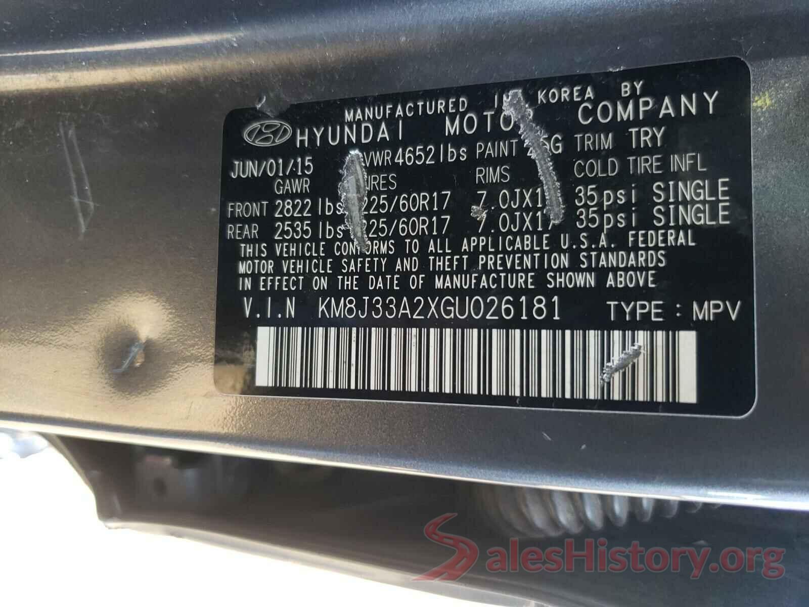 KM8J33A2XGU026181 2016 HYUNDAI TUCSON