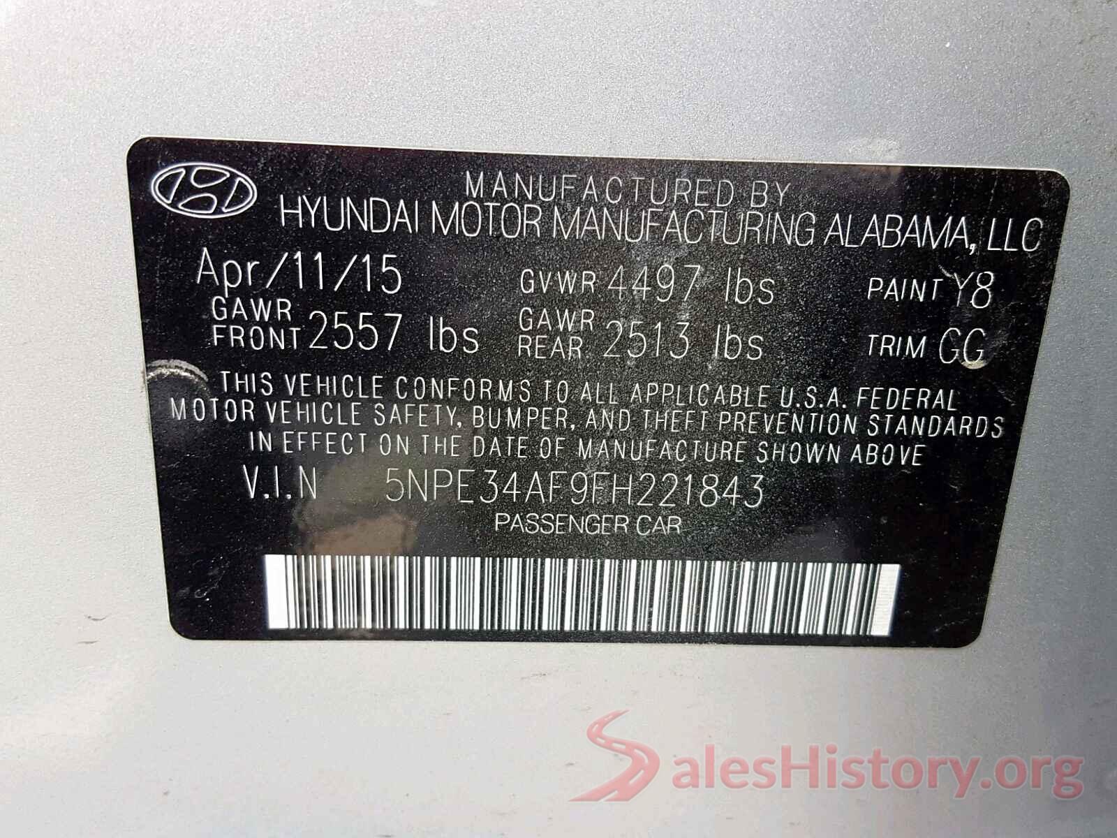 5NPE34AF9FH221843 2015 HYUNDAI SONATA