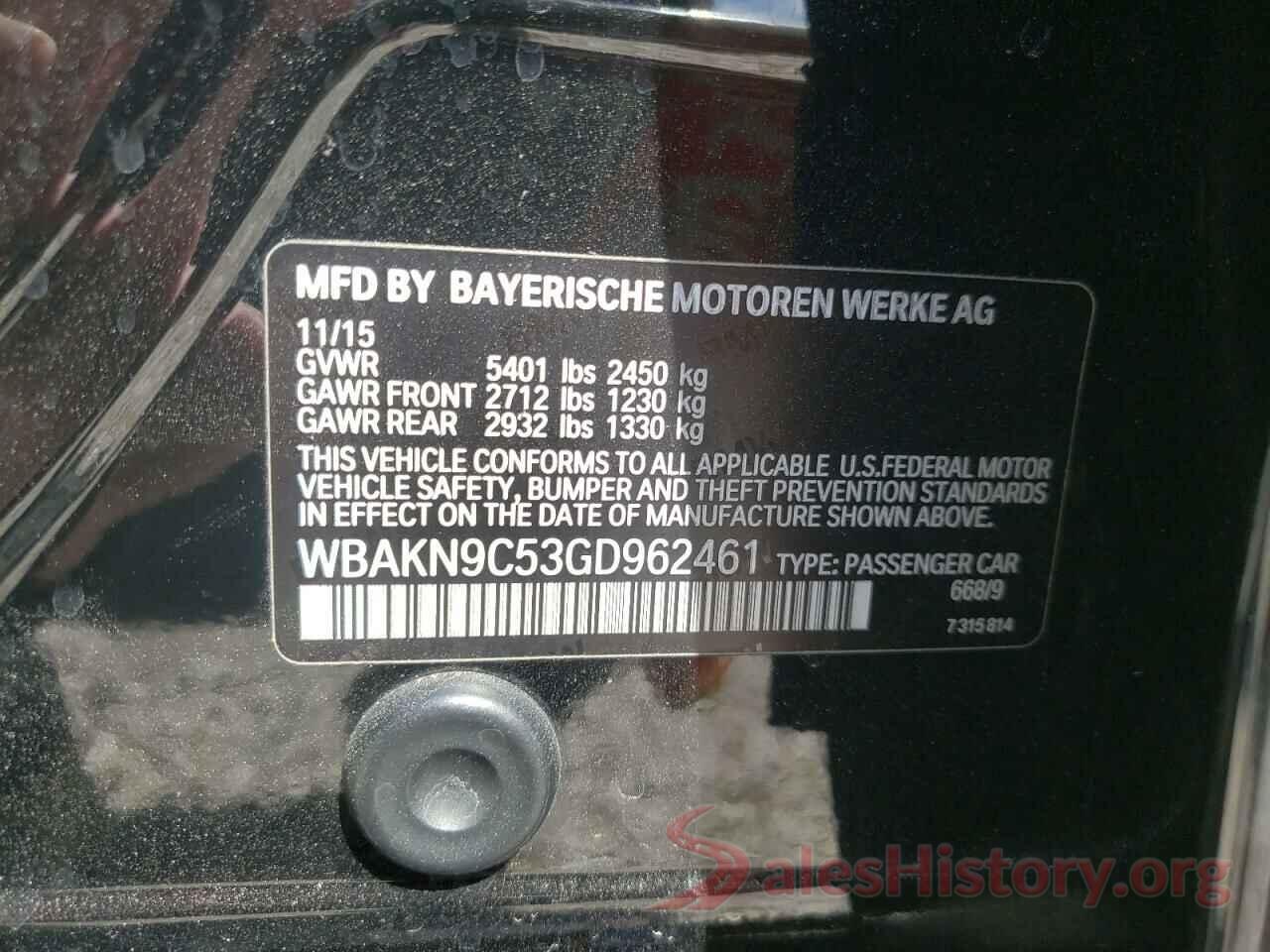 WBAKN9C53GD962461 2016 BMW 5 SERIES