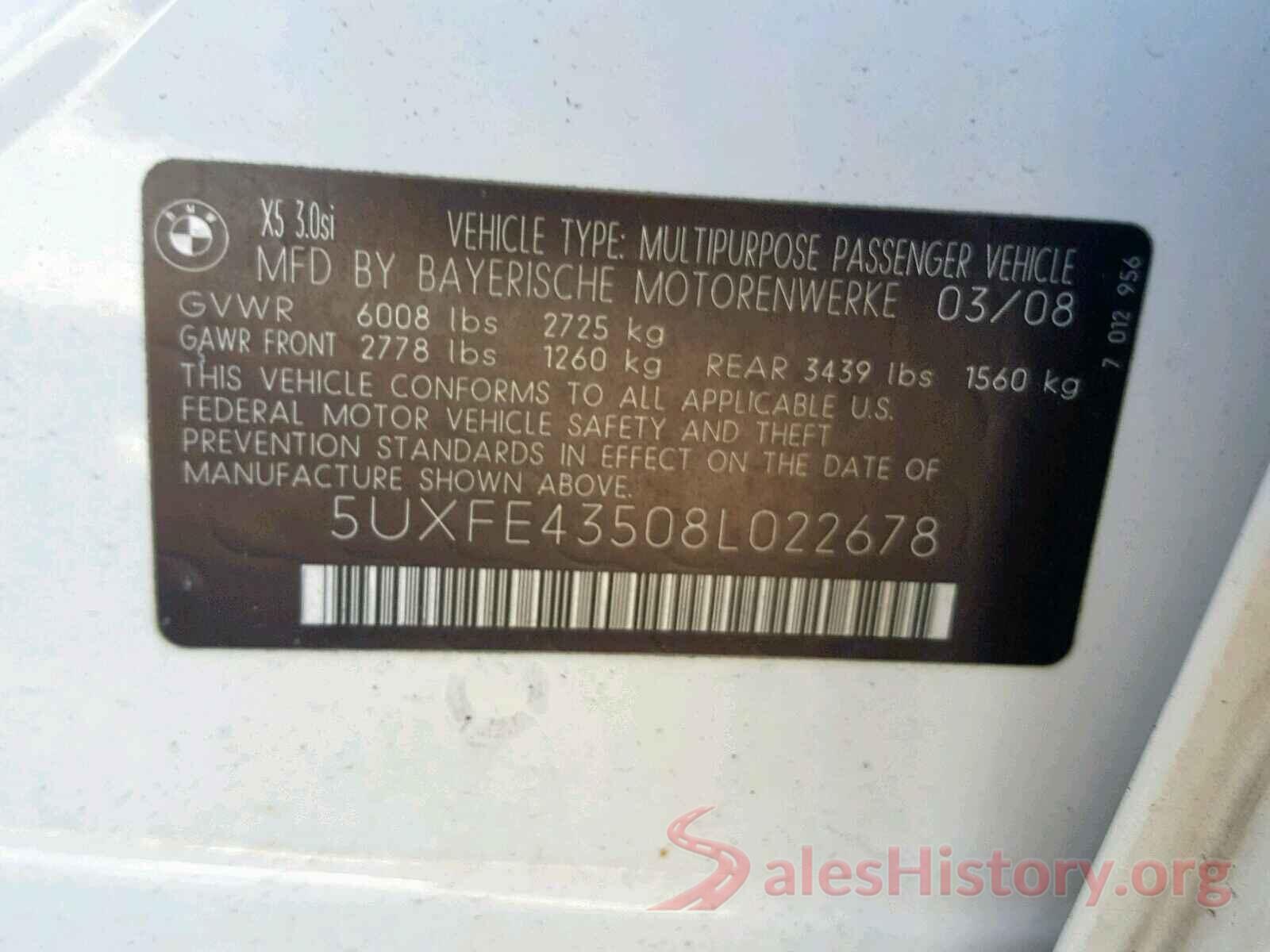 5UXFE43508L022678 2008 BMW X5