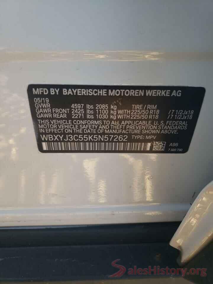 WBXYJ3C55K5N57262 2019 BMW X2