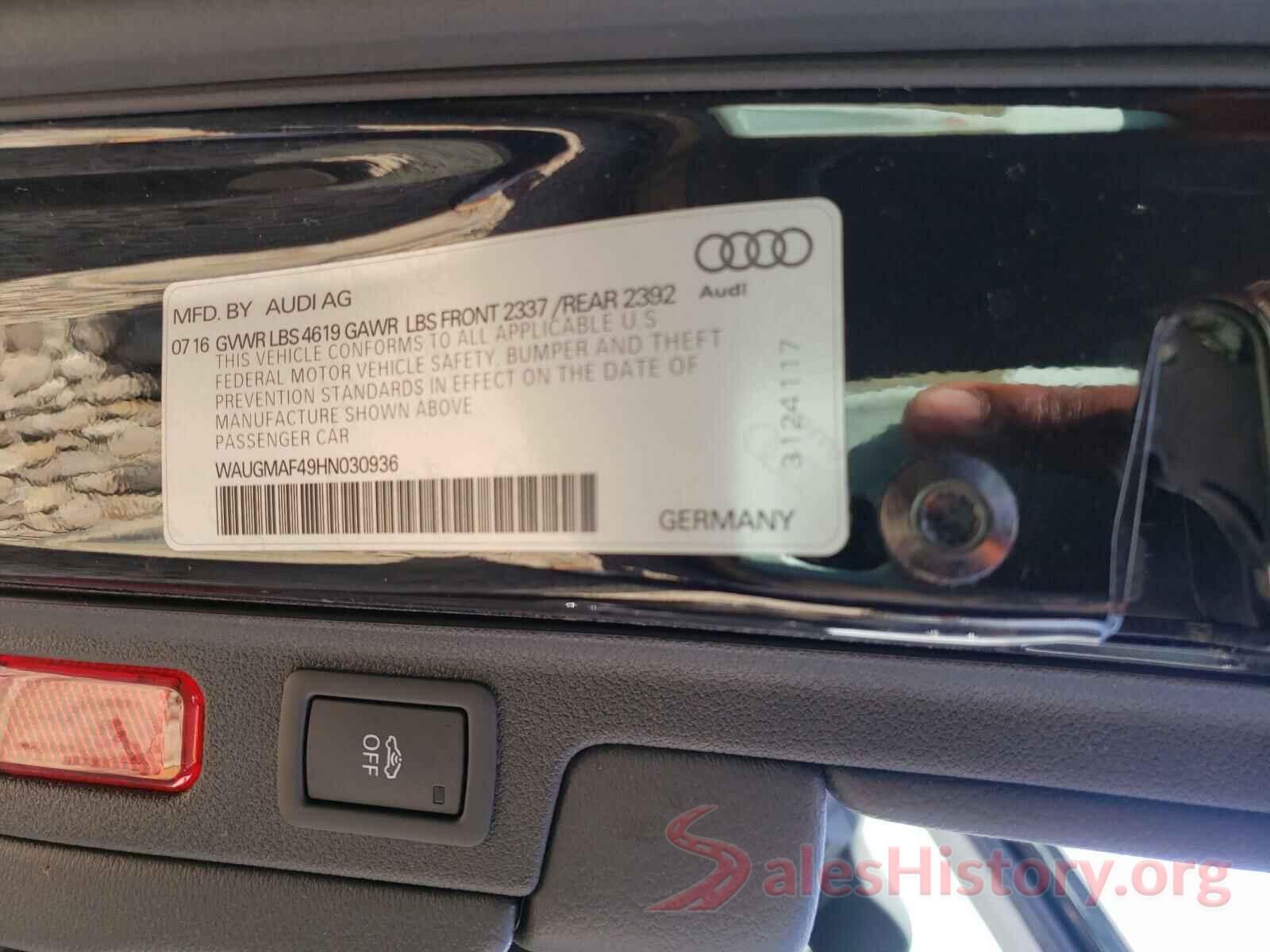 WAUGMAF49HN030936 2017 AUDI A4