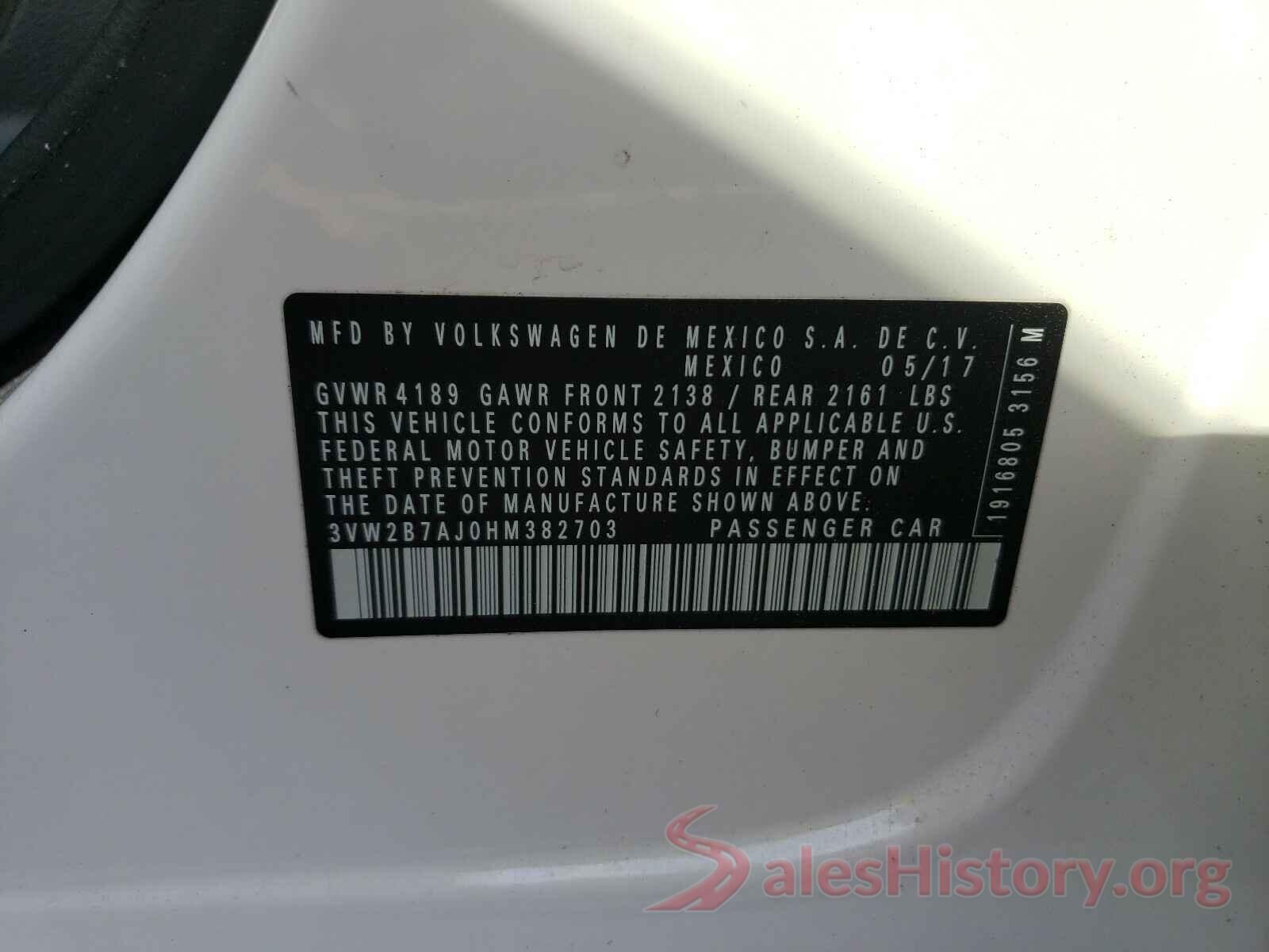 3VW2B7AJ0HM382703 2017 VOLKSWAGEN JETTA