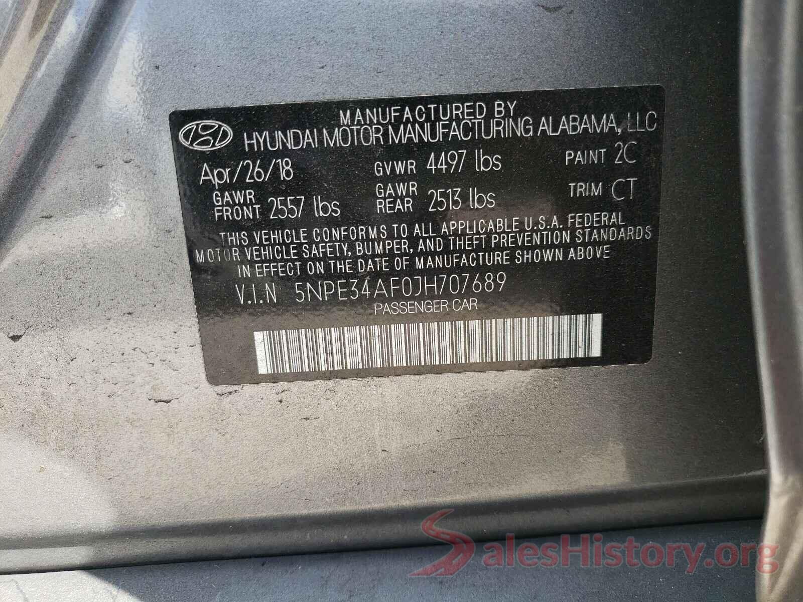 5NPE34AF0JH707689 2018 HYUNDAI SONATA