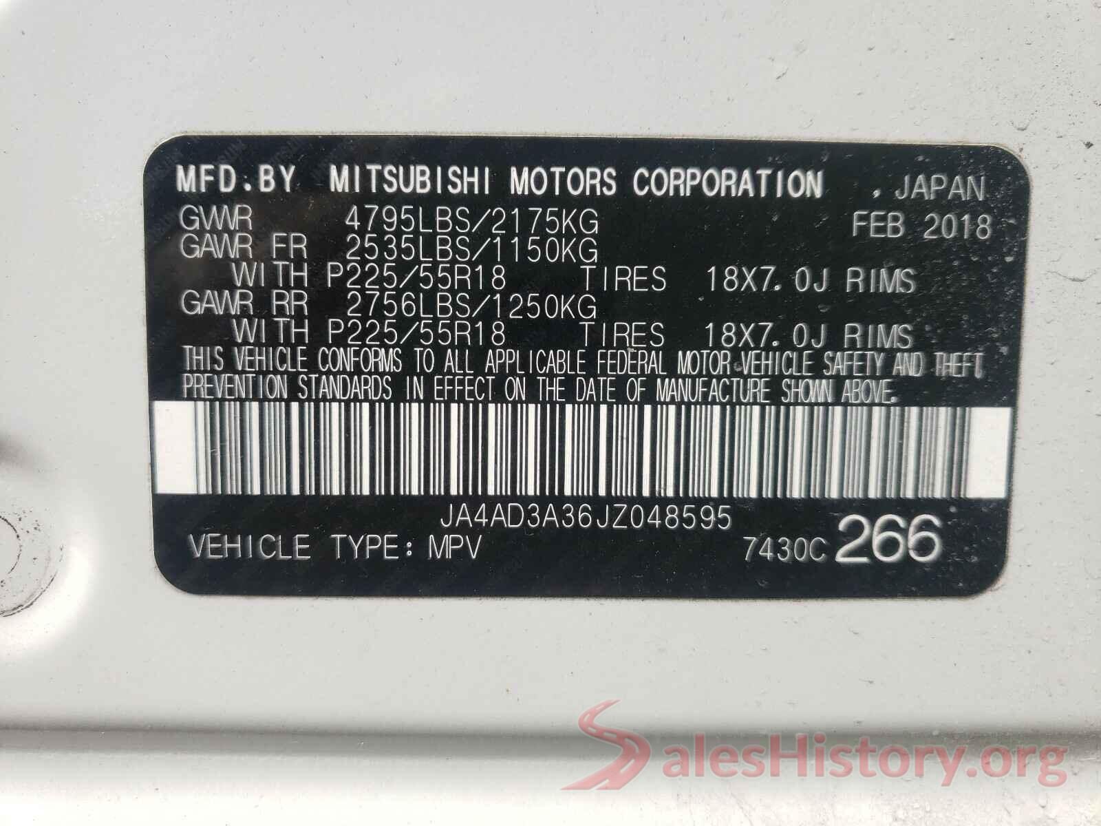 JA4AD3A36JZ048595 2018 MITSUBISHI OUTLANDER