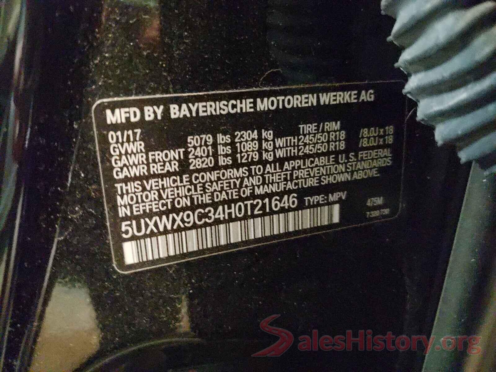 5UXWX9C34H0T21646 2017 BMW X3