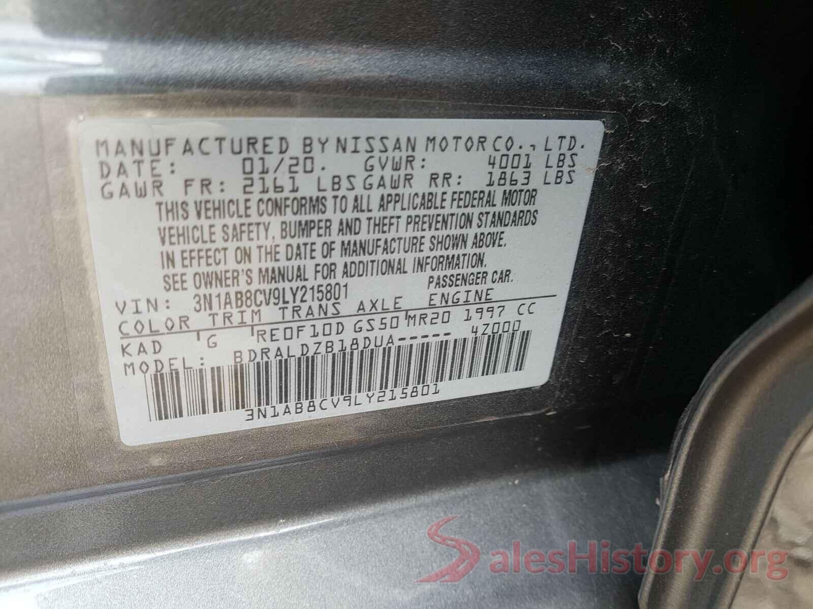 3N1AB8CV9LY215801 2020 NISSAN SENTRA