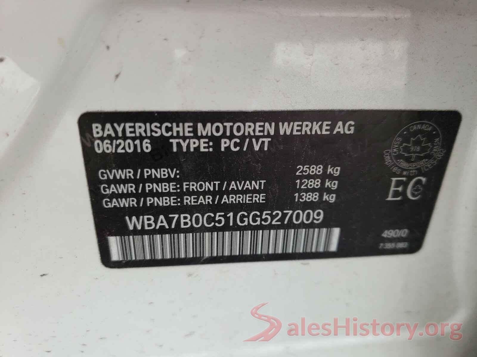 WBA7B0C51GG527009 2016 BMW 7 SERIES