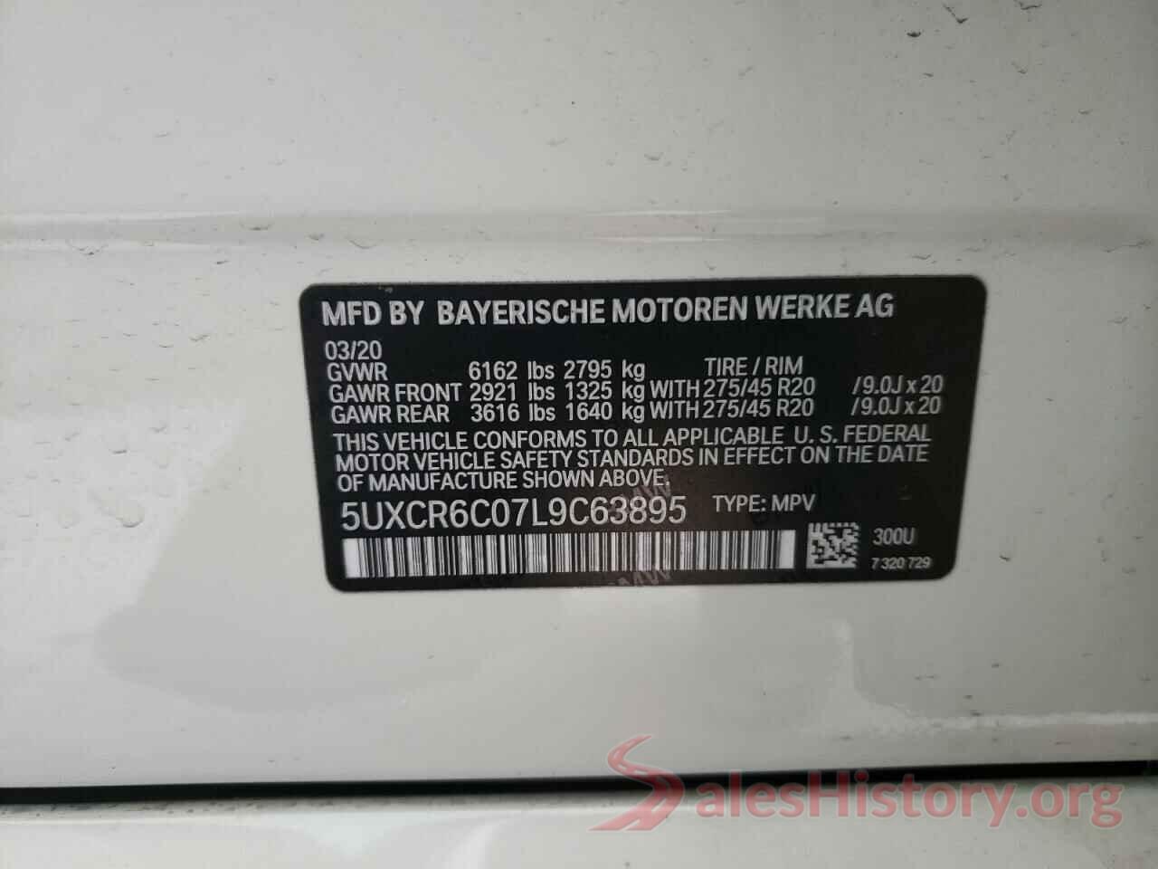 5UXCR6C07L9C63895 2020 BMW X5