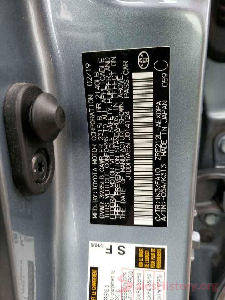 JTDDPRAE6LJ014124 2020 TOYOTA COROLLA